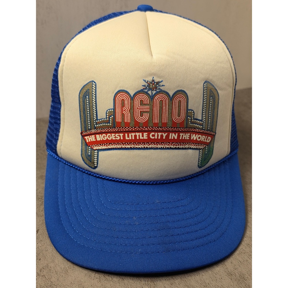 Vintage‎ Winner Reno The Biggest Little City in the World Trucker Hat Blue White